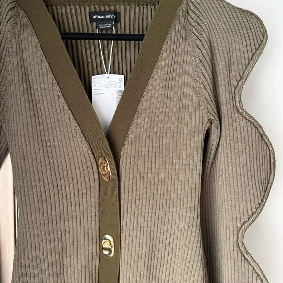 Urban Revivo Wave Sleeve V-Neck Knitted Cardigan - Picture 5 of 5